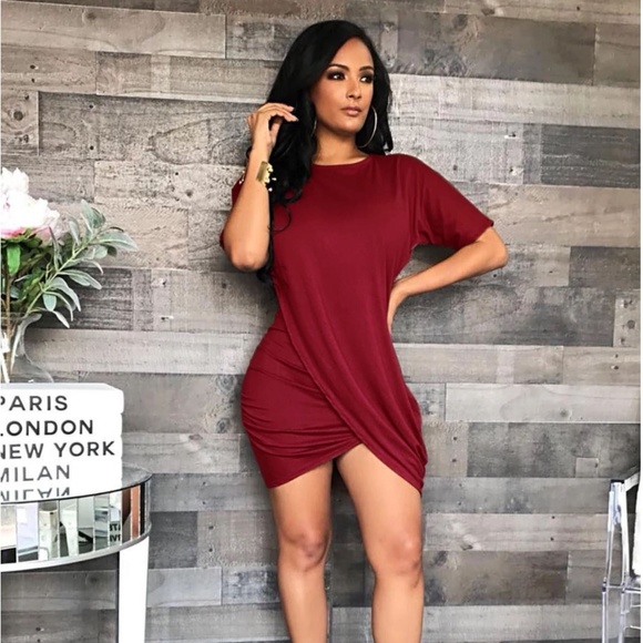 Momani Boutique Dresses & Skirts - Sexy Solid O-Neck Short Sleeve Mini Dress